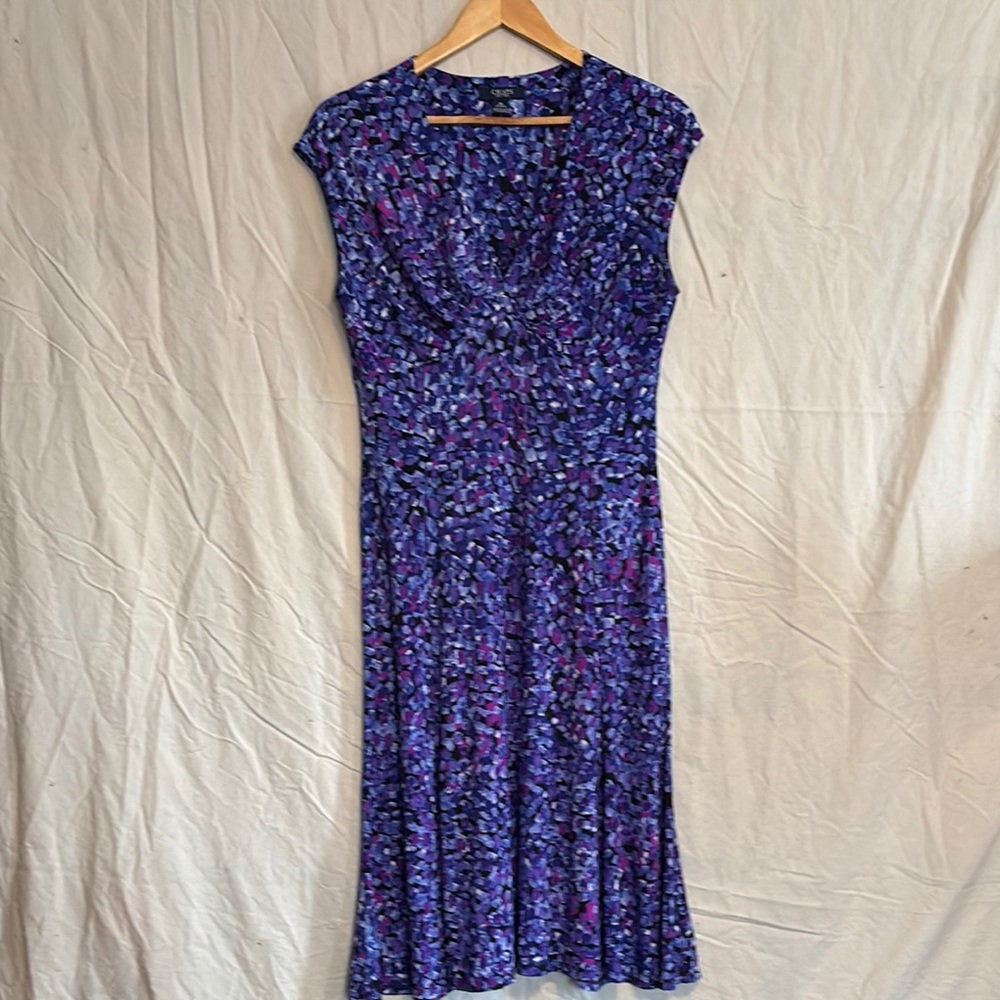 Chaps Blue and Purple Midi Dress